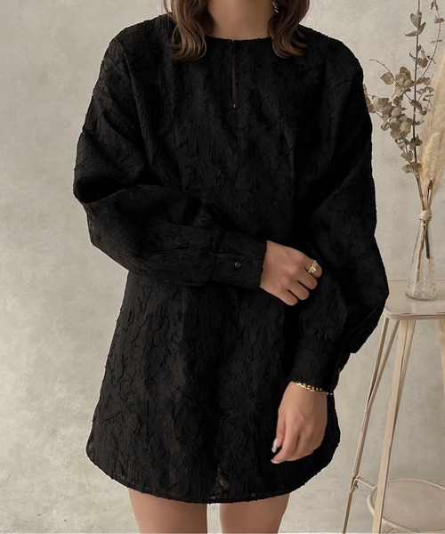 apres jour clair（アプレジュールクレア）の「【apres jour clair】ジャガードチュニックワンピース【ZOZOTOWN限定アイテム】（ワンピース・レディース・ブラック/アイボリー・X-LARGE/フリー）」の21枚目の写真