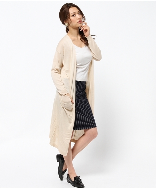ROSE BUD(ローズバッド)の「LK-15117 LONG CARDIGAN(カーディガン/ボレロ・レディース・ミックスグレー/ベージュ/ネイビー/アイボリー/オリーブ・ONE SIZE)」の4枚目の写真