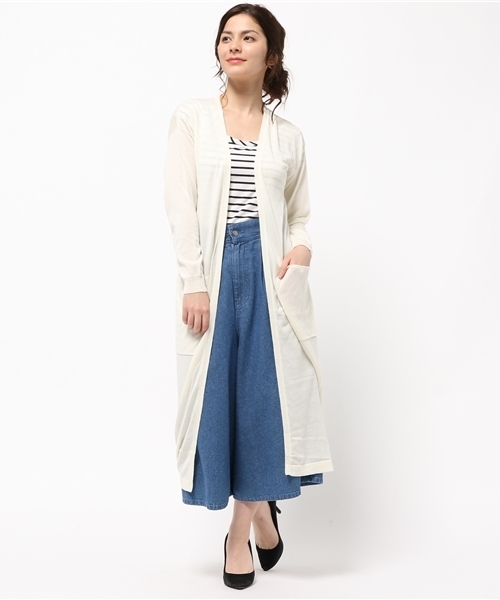 ROSE BUD(ローズバッド)の「LK-15117 LONG CARDIGAN(カーディガン/ボレロ・レディース・ミックスグレー/ベージュ/ネイビー/アイボリー/オリーブ・ONE SIZE)」の2枚目の写真