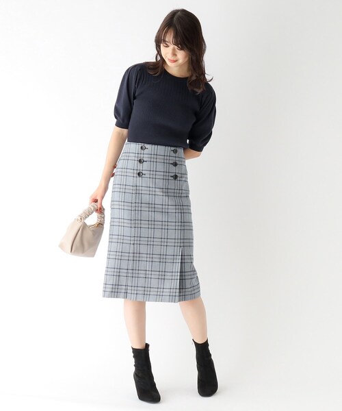 index(インデックス)の「◆パターンブロッキングタックスリーブニット【WEB限定カラー】(ニット/セーター・レディース・マスタード/ブラック系7/オフホワイト/ネイビー/ベージュ・36/40/42/38)」の12枚目の写真