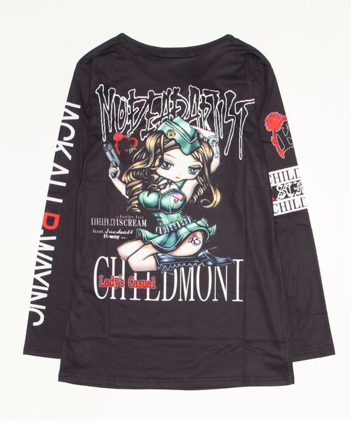 BLACK JACKALL CROWN(ブラックジャッカルクラウン)の「BLACK JACKALL CROWN T/C天竺 サブリメーション プリント ロングTシャツ ロンT(Tシャツ/カットソー・レディース・ホワイト/ブラック・FREE)」の16枚目の写真