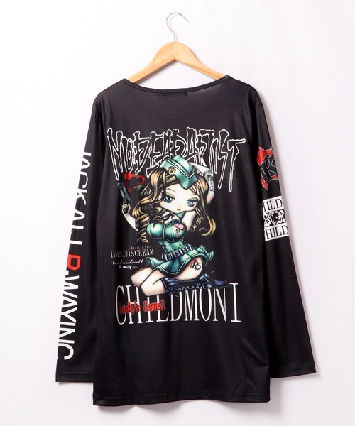 BLACK JACKALL CROWN(ブラックジャッカルクラウン)の「BLACK JACKALL CROWN T/C天竺 サブリメーション プリント ロングTシャツ ロンT(Tシャツ/カットソー・レディース・ホワイト/ブラック・FREE)」の11枚目の写真