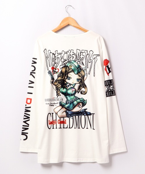 tシャツ BLACK JACKALL CROWN T/C天竺 サブリメーション プリント ロングTシャツ ロンT レディース セール】BLACK JACKALL CROWN T/C天竺 サブリメーション
