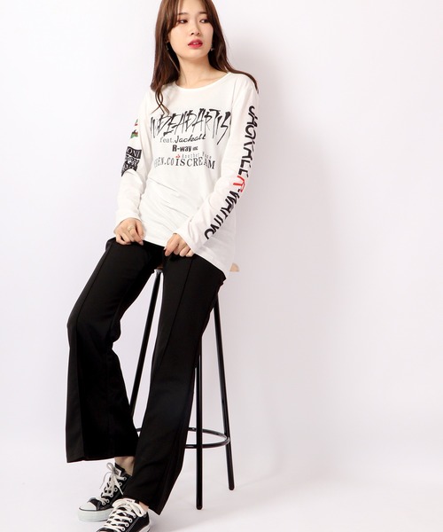 BLACK JACKALL CROWN(ブラックジャッカルクラウン)の「BLACK JACKALL CROWN T/C天竺 サブリメーション プリント ロングTシャツ ロンT(Tシャツ/カットソー・レディース・ホワイト/ブラック・FREE)」の21枚目の写真