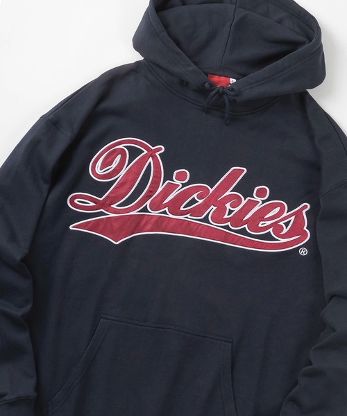 Dickies（ディッキーズ）の「【Dickies/ディッキーズ】サテンワッペン刺繍 ビッグカレッジロゴ プルパーカー/スタジアムロゴフーディー/ビッグシルエット/裏毛（パーカー・メンズ・チャコールグレー/ブラック/ネイビー/グレー/イエロー/ブルー/グリーン/グレイッシュベージュ・M/L/XL）」の7枚目の写真