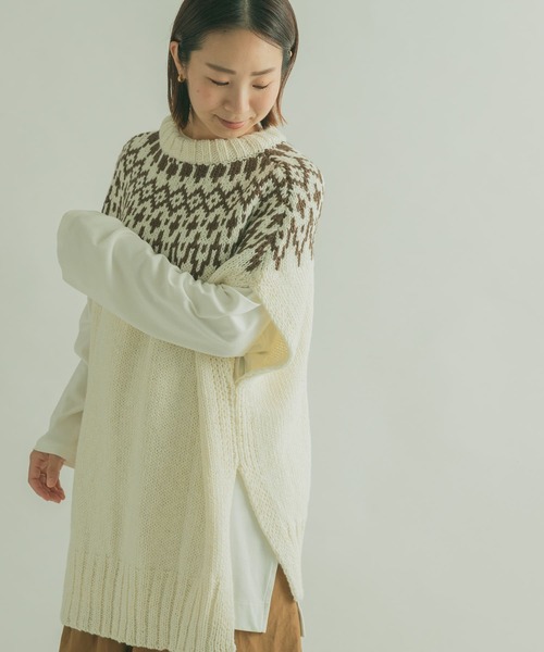 FORK&SPOON（フォークアンドスプーン）の「FORK&SPOON　求心柄ニットベスト（ニット/セーター・レディース・スミクロ/アイボリー・1）」の14枚目の写真