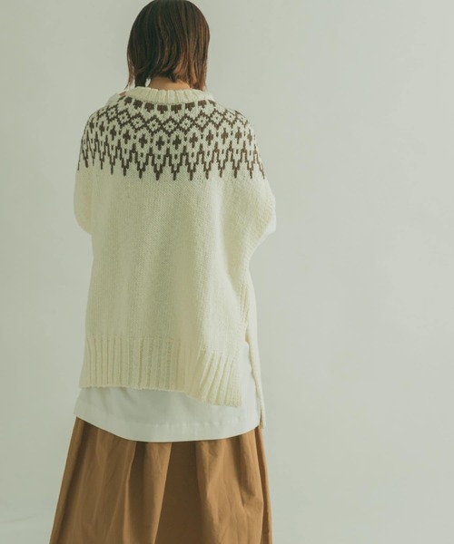 FORK&SPOON（フォークアンドスプーン）の「FORK&SPOON　求心柄ニットベスト（ニット/セーター・レディース・スミクロ/アイボリー・1）」の11枚目の写真