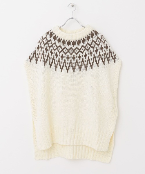 FORK&SPOON（フォークアンドスプーン）の「FORK&SPOON　求心柄ニットベスト（ニット/セーター・レディース・スミクロ/アイボリー・1）」の5枚目の写真