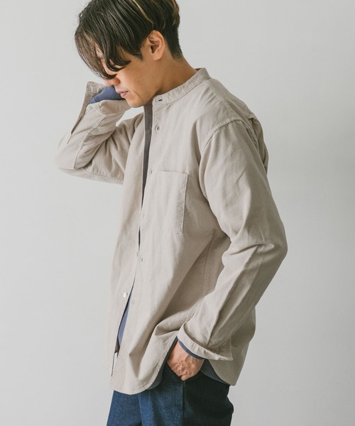 URBAN RESEARCH DOORS（アーバンリサーチドアーズ）の「コーデュロイバンドカラーシャツ（シャツ/ブラウス・メンズ・チャコールグレー/オリーブ/ブラウン/ホワイト系その他・MEDIUM/LARGE/X-LARGE）」の7枚目の写真