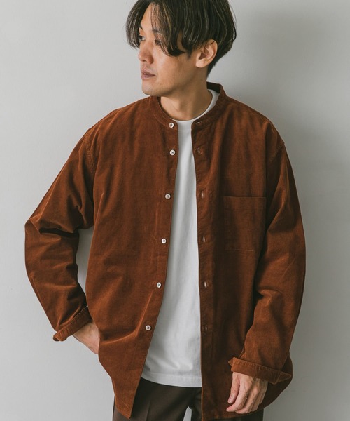URBAN RESEARCH DOORS（アーバンリサーチドアーズ）の「コーデュロイバンドカラーシャツ（シャツ/ブラウス・メンズ・チャコールグレー/オリーブ/ブラウン/ホワイト系その他・MEDIUM/LARGE/X-LARGE）」の17枚目の写真