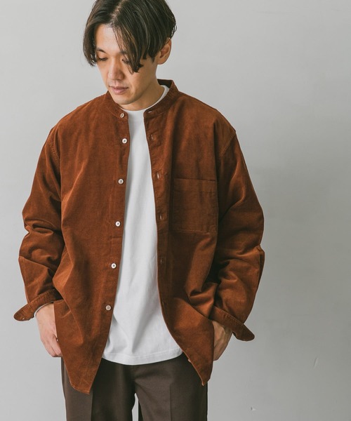 URBAN RESEARCH DOORS（アーバンリサーチドアーズ）の「コーデュロイバンドカラーシャツ（シャツ/ブラウス・メンズ・チャコールグレー/オリーブ/ブラウン/ホワイト系その他・MEDIUM/LARGE/X-LARGE）」の18枚目の写真