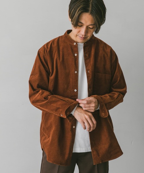 URBAN RESEARCH DOORS（アーバンリサーチドアーズ）の「コーデュロイバンドカラーシャツ（シャツ/ブラウス・メンズ・チャコールグレー/オリーブ/ブラウン/ホワイト系その他・MEDIUM/LARGE/X-LARGE）」の20枚目の写真