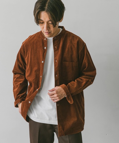 URBAN RESEARCH DOORS（アーバンリサーチドアーズ）の「コーデュロイバンドカラーシャツ（シャツ/ブラウス・メンズ・チャコールグレー/オリーブ/ブラウン/ホワイト系その他・MEDIUM/LARGE/X-LARGE）」の21枚目の写真