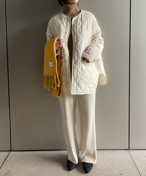 SETUP7（セットアップセブン）の「【SETUP7】キルティングミドルコート（ミリタリージャケット・レディース・ブラック/カーキ/アイボリー・FREE）」の16枚目の写真