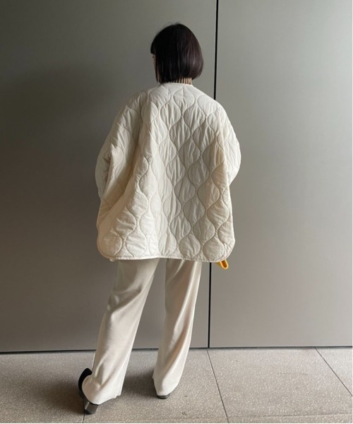 SETUP7（セットアップセブン）の「【SETUP7】キルティングミドルコート（ミリタリージャケット・レディース・ブラック/カーキ/アイボリー・FREE）」の12枚目の写真