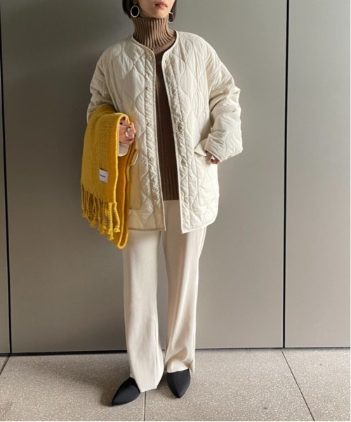 SETUP7（セットアップセブン）の「【SETUP7】キルティングミドルコート（ミリタリージャケット・レディース・ブラック/カーキ/アイボリー・FREE）」の14枚目の写真