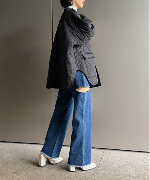 SETUP7（セットアップセブン）の「【SETUP7】キルティングミドルコート（ミリタリージャケット・レディース・ブラック/カーキ/アイボリー・FREE）」の17枚目の写真