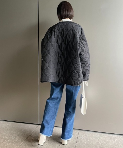 SETUP7（セットアップセブン）の「【SETUP7】キルティングミドルコート（ミリタリージャケット・レディース・ブラック/カーキ/アイボリー・FREE）」の18枚目の写真