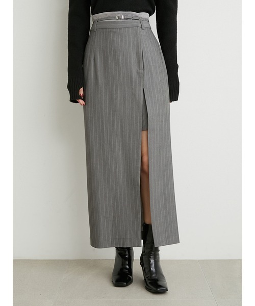 LILY BROWN（リリーブラウン）の「レイヤードウエストタイトスカートパンツ（スカート・レディース・ブラック/グレー/アイボリー・0/1）」の3枚目の写真