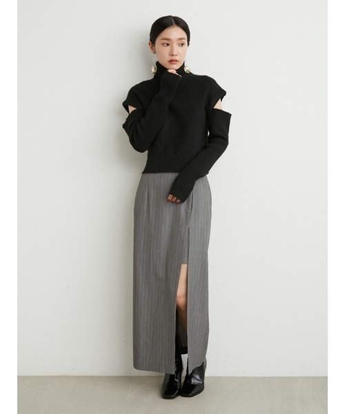 LILY BROWN（リリーブラウン）の「レイヤードウエストタイトスカートパンツ（スカート・レディース・ブラック/グレー/アイボリー・0/1）」の9枚目の写真