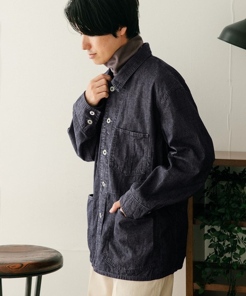 ITEMS URBANRESEARCH（アイテムズ アーバンリサーチ）の「スラブデニム カバーオールジャケット（カバーオール・メンズ・インディゴブルー/ライトインディゴブルー・MEDIUM/LARGE）」の5枚目の写真