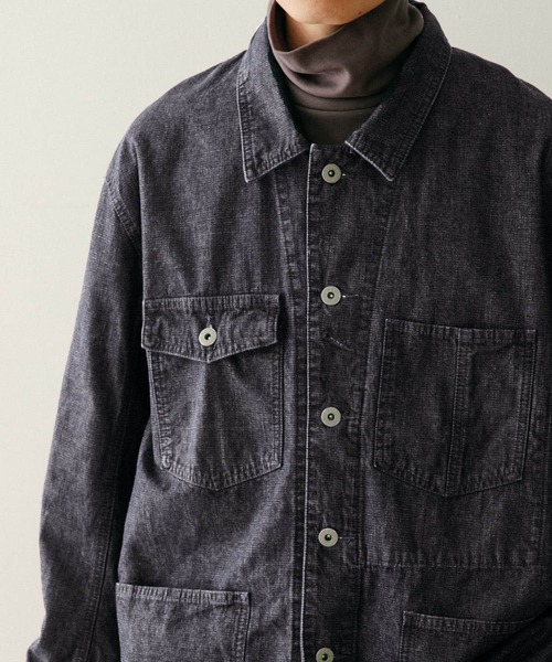 ITEMS URBANRESEARCH（アイテムズ アーバンリサーチ）の「スラブデニム カバーオールジャケット（カバーオール・メンズ・インディゴブルー/ライトインディゴブルー・MEDIUM/LARGE）」の7枚目の写真