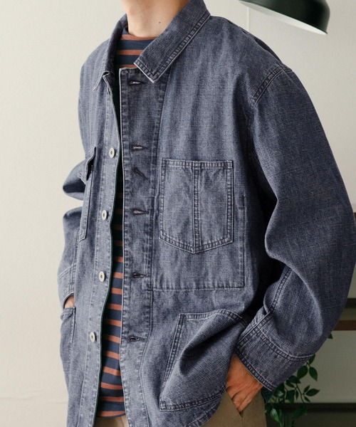 ITEMS URBANRESEARCH（アイテムズ アーバンリサーチ）の「スラブデニム カバーオールジャケット（カバーオール・メンズ・インディゴブルー/ライトインディゴブルー・MEDIUM/LARGE）」の11枚目の写真