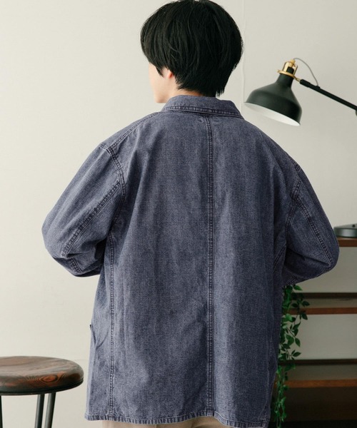 ITEMS URBANRESEARCH（アイテムズ アーバンリサーチ）の「スラブデニム カバーオールジャケット（カバーオール・メンズ・インディゴブルー/ライトインディゴブルー・MEDIUM/LARGE）」の13枚目の写真