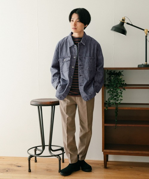 ITEMS URBANRESEARCH（アイテムズ アーバンリサーチ）の「スラブデニム カバーオールジャケット（カバーオール・メンズ・インディゴブルー/ライトインディゴブルー・MEDIUM/LARGE）」の14枚目の写真