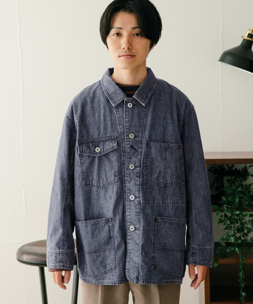 ITEMS URBANRESEARCH（アイテムズ アーバンリサーチ）の「スラブデニム カバーオールジャケット（カバーオール・メンズ・インディゴブルー/ライトインディゴブルー・MEDIUM/LARGE）」の15枚目の写真