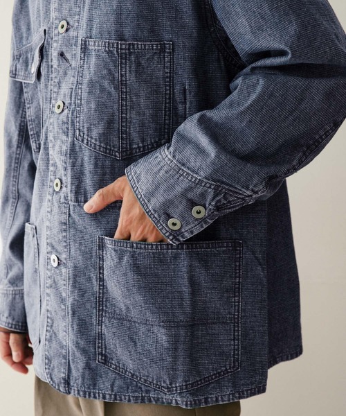 ITEMS URBANRESEARCH（アイテムズ アーバンリサーチ）の「スラブデニム カバーオールジャケット（カバーオール・メンズ・インディゴブルー/ライトインディゴブルー・MEDIUM/LARGE）」の22枚目の写真