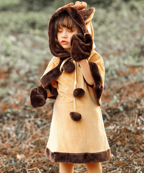 OSYAREVO（オシャレボ）の「キッズ コスプレ トナカイ ポンチョ クリスマス X-mas（コスチューム/パーティーグッズ・キッズ・ブラウン・X-SMALL/SMALL/MEDIUM/LARGE）」の7枚目の写真