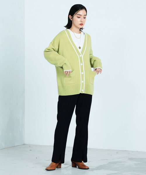 fredy emue(フレディエミュ)の「起毛センタースリットパンツ(その他パンツ・レディース・ブラック/オフホワイト・38/36)」の12枚目の写真