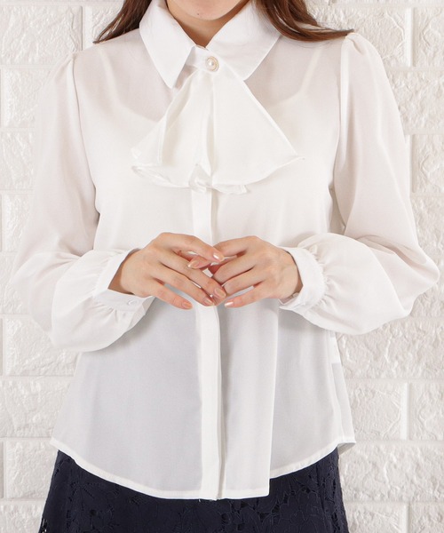 Lace Ladies(レースレディース)の「フリルタイシフォンブラウス(シャツ/ブラウス・レディース・ミント/ブラック/ホワイト/ピンク・M/S/L/XL)」の19枚目の写真