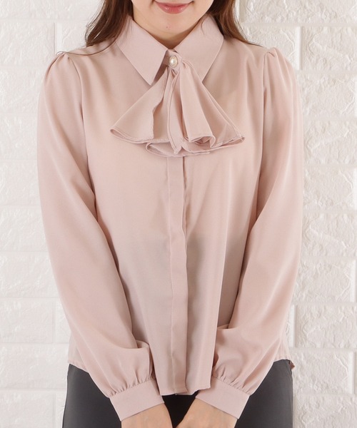 Lace Ladies(レースレディース)の「フリルタイシフォンブラウス(シャツ/ブラウス・レディース・ミント/ブラック/ホワイト/ピンク・M/S/L/XL)」の9枚目の写真