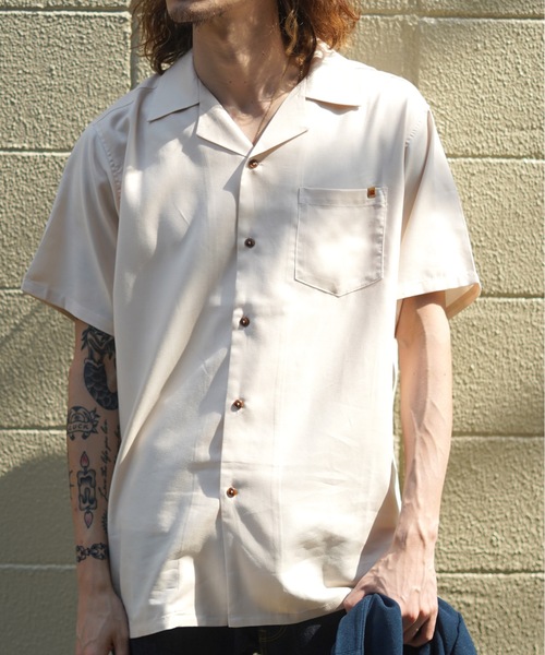 roial(ロイアル)の「SS SHIRT/ROAIL(ロイアル)半袖オープンカラーシャツ(シャツ/ブラウス・メンズ・ストライプ/オフホワイト/ネイビー/ホワイト系その他2/ピンク・LARGE/X-LARGE/MEDIUM)」の2枚目の写真