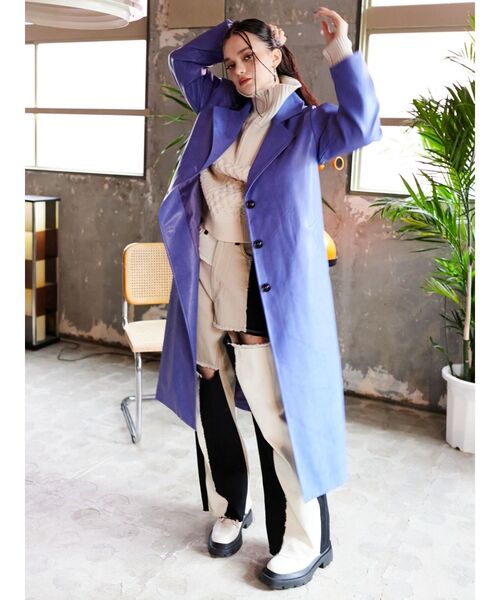 EVRIS（エヴリス）の「パッチワークスラッシュワイドパンツ（デニムパンツ・レディース・ブラック/ブラウン・SMALL/MEDIUM）」の9枚目の写真