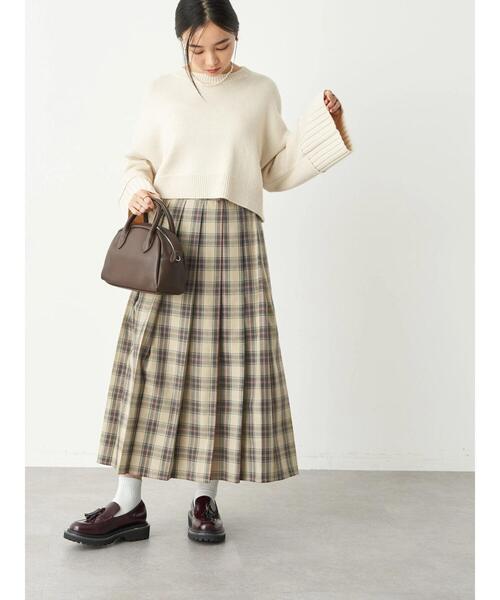earth music&ecology(アースミュージックアンドエコロジー)の「チェックプリーツスカート(スカート・レディース・キャメル/ベージュ/チャコールグレー・FREE)」の14枚目の写真