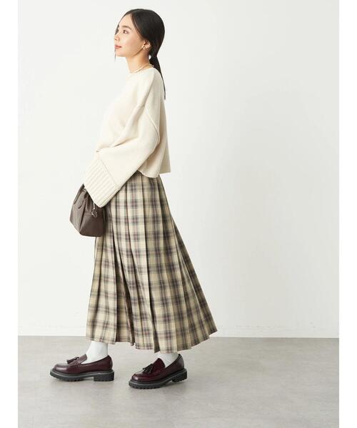 earth music&ecology(アースミュージックアンドエコロジー)の「チェックプリーツスカート(スカート・レディース・キャメル/ベージュ/チャコールグレー・FREE)」の16枚目の写真