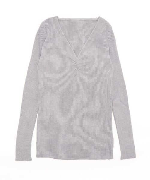 Jasmine Grandiflorum（ジャスミングランディフローラム）の「【Jasmine】Vネックギャザーニットトップス（ニット/セーター・レディース・グリーン/ライトグレー/ホワイト/ブラック/イエロー/ブラウン/ネイビー/ピンク/ベージュ・FREE）」の13枚目の写真