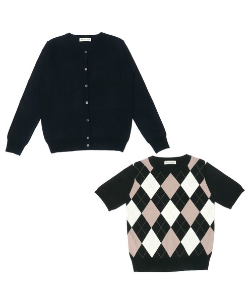 TOKYO SHIRTS（トウキョウシャツ）の「アーガイル柄 アンサンブルニット（アンサンブル・レディース・ネイビー/ブラック・M/L）」の2枚目の写真