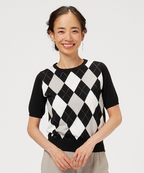 TOKYO SHIRTS（トウキョウシャツ）の「アーガイル柄 アンサンブルニット（アンサンブル・レディース・ネイビー/ブラック・M/L）」の11枚目の写真