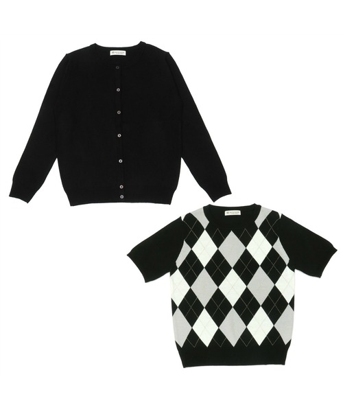 TOKYO SHIRTS（トウキョウシャツ）の「アーガイル柄 アンサンブルニット（アンサンブル・レディース・ネイビー/ブラック・M/L）」の3枚目の写真