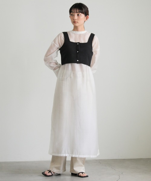 select MOCA(セレクトモカ)の「2WAYキルティングショートビスチェ(ベスト・レディース・オフホワイト/ブラック・FREE)」の3枚目の写真