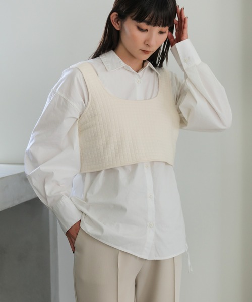 select MOCA(セレクトモカ)の「2WAYキルティングショートビスチェ(ベスト・レディース・オフホワイト/ブラック・FREE)」の11枚目の写真