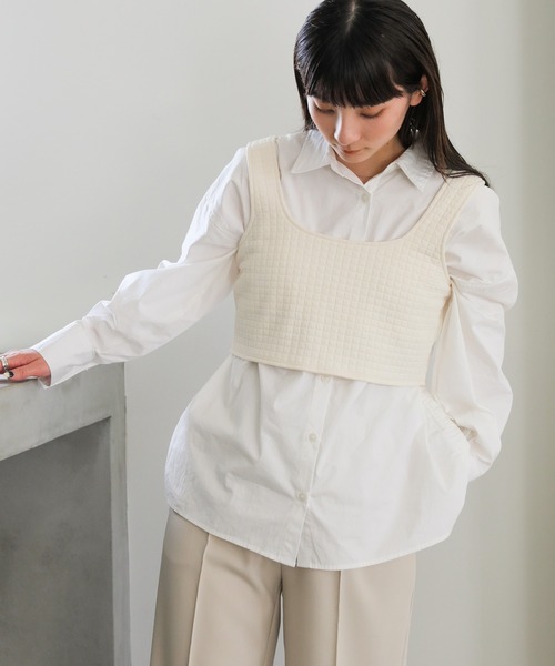 select MOCA(セレクトモカ)の「2WAYキルティングショートビスチェ(ベスト・レディース・オフホワイト/ブラック・FREE)」の15枚目の写真