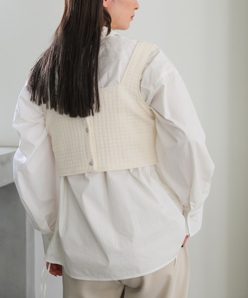 select MOCA(セレクトモカ)の「2WAYキルティングショートビスチェ(ベスト・レディース・オフホワイト/ブラック・FREE)」の12枚目の写真