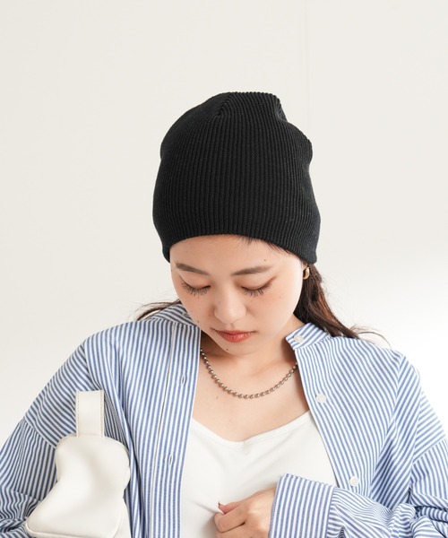CIAOPANIC TYPY(チャオパニックティピー)の「コットンリブ編みニットキャップ(ニットキャップ/ビーニー・レディース・アイボリー/イエロー/グレー/ブラック・ONE SIZE)」の7枚目の写真