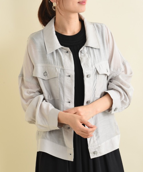 INTERPLANET（インタープラネット）の「配色ステッチシアーＧジャン（その他アウター・レディース・ブルー/ブラック/ライトグレー/アイボリー・FREE）」の10枚目の写真