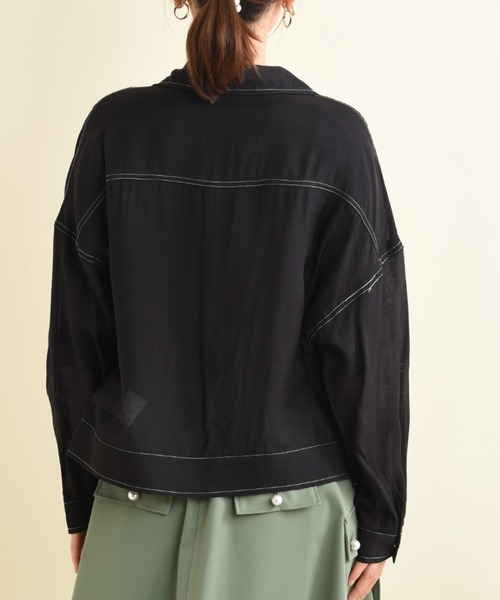 INTERPLANET（インタープラネット）の「配色ステッチシアーＧジャン（その他アウター・レディース・ブルー/ブラック/ライトグレー/アイボリー・FREE）」の19枚目の写真